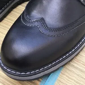Members Only Wingtip Leather Lug Sole Boot NIB $250 Members Only Legacy Black Leather Wing Tip Lug Sole  main image 2